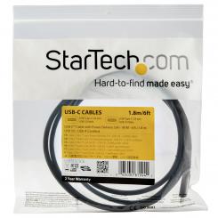 StarTech.com Cable de 1,8m USB-C a USB-C - PD de 5A - USB TipoC - Certificado para Funcionar con Chromebook - USB-IF - M a M - Cable de Carga USB C - Cable USB Tipo C - PD 3.0 de 100W - USB 3.0 (5Gbps)