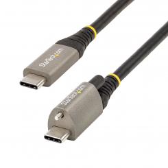 StarTech.com Cable de 1m USB-C con Tornillo Superior de Fijación -10Gbps - Cable Tipo C USB 3.1/3.2 Gen 2 - con Carga por Entrega de Alimentación PD de 100W (5A), Modo Alt de DP