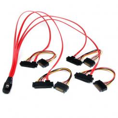 StarTech.com Cable de 50cm SAS Serial Attached SCSI SFF 8087 a 4x SATA Datos y Corriente Alimentación - Rojo