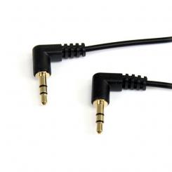 StarTech.com Cable de Audio Estéreo 3,5mm Delgado de Ángulo Recto de 1 pie - M/M