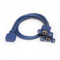 StarTech.com Cable Extensor 50cm 2 Puertos USB 3.0 para Montaje en Panel conexión a Placa Base - Hembra USB A