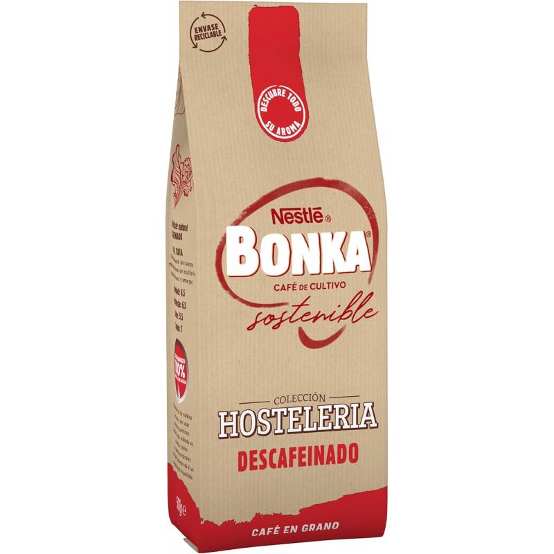 Cafe en grano Bonka tostado descafeinado 500 gr.