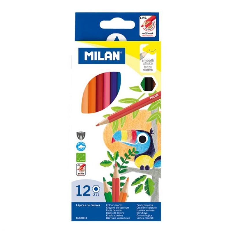 Caja 12 Lapices De Colores Milan Hexagonales