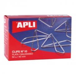 Caja APLI Clips Mariposa Plata  Nº10 40mm  50U.