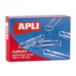 Caja APLI Clips Niquel  Nº3 40mm 100U.