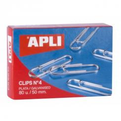 Caja APLI Clips Plata Nº4 50mm  80U.