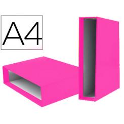 Caja archivador LIDERPAPEL de palanca carton DIN A4 documenta lomo 75 mm rosa