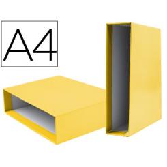 Caja archivador LIDERPAPEL de palanca carton DIN A4 documenta lomo 75mm color amarillo