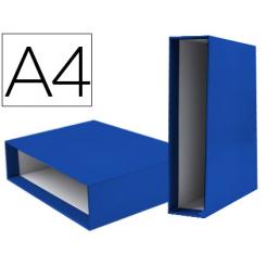Caja archivador LIDERPAPEL de palanca carton DIN A4 documenta lomo 75mm color azul