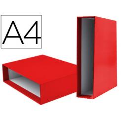 Caja archivador LIDERPAPEL de palanca carton DIN A4 documenta lomo 75mm color rojo