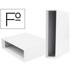 Caja archivador LIDERPAPEL de palanca carton folio documenta lomo 75mm color blanca