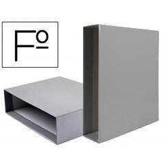 Caja archivador LIDERPAPEL de palanca carton folio documenta lomo 75mm color gris