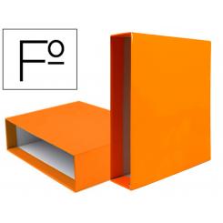 Caja archivador LIDERPAPEL de palanca carton folio documenta lomo 75mm color naranja