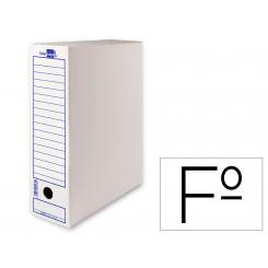 Caja archivo definitivo LIDERPAPEL 104 folio carton reciclado 325g/m2 lomo 100 mm blanco 365x100x251 mm