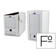 Caja archivo definitivo LIDERPAPEL folio doble ancho carton reciclado 400g/m2 lomo 200 mm blanco 367x200x251 mm