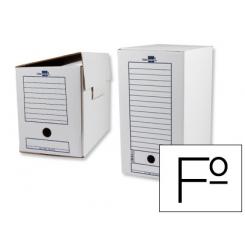 Caja archivo definitivo LIDERPAPEL folio doble ancho carton reciclado 400g/m2 lomo 200 mm blanco 367x200x251 mm