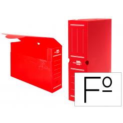 Caja archivo definitivo plastico LIDERPAPEL lomo 100 mm rojo 360x100x260 mm