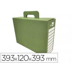 Caja cheque-libro LIDERPAPEL para material escolar carton reforzado con asa color verde 393x120x393 mm