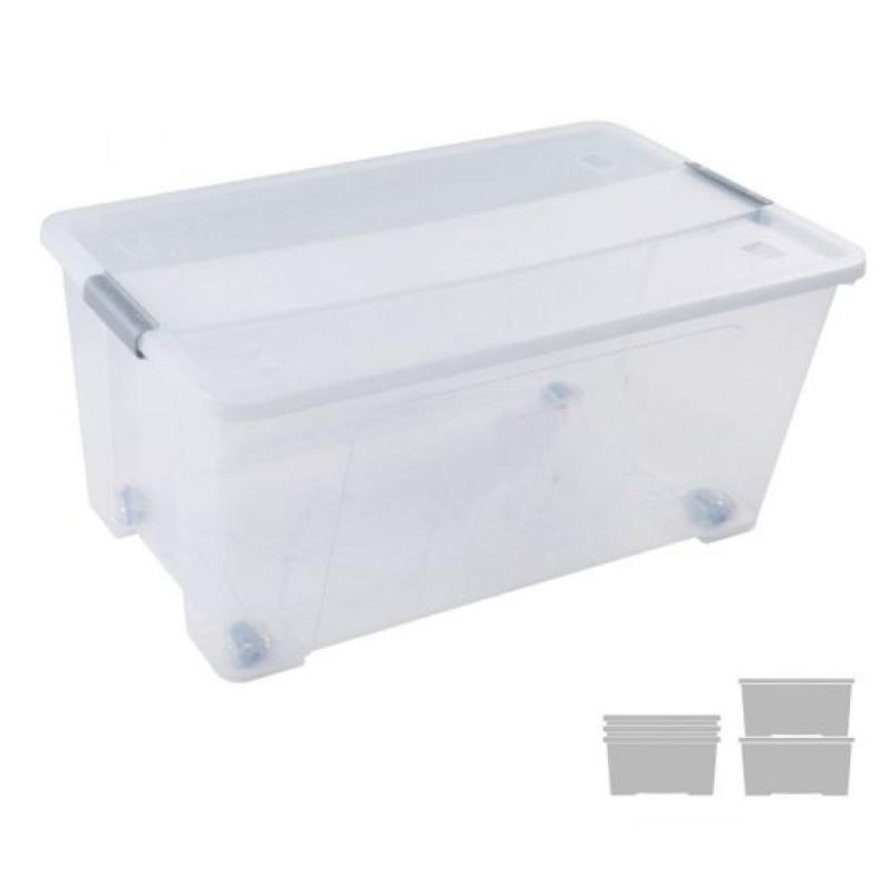 Caja de almacenaje ARCHIVO 2000 52 litros apilable y encajable Con tapa y ruedas