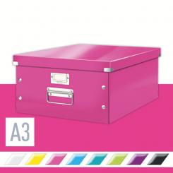 LEITZ Caja de archivo universal Click & Store Grande (369x200x484 mm), fucsia