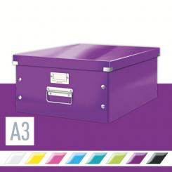 LEITZ Caja de archivo universal Click & Store Grande (369x200x484 mm), violeta