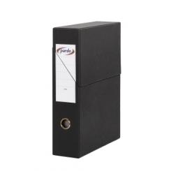 Caja De Transferencias Pardo Carton Forrado Pvc A4 Archivador Vertical 8 Cm Negro