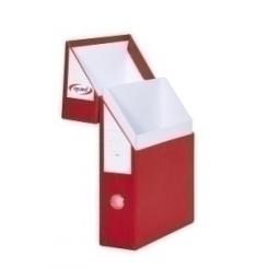 Caja De Transferencias Pardo Carton Forrado Pvc A4 Archivador Vertical 8 Cm Rojo