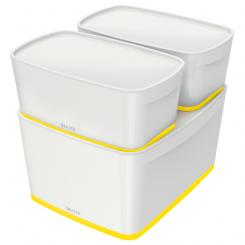 Caja LEITZ MyBox WOW grande con tapa, blanco amarillo/gris