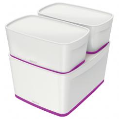 Caja LEITZ MyBox WOW grande con tapa, violeta/blanco
