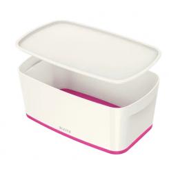 Caja Leitz MyBox WOW pequeña con tapa, fucsia/blanco (318x128x191)