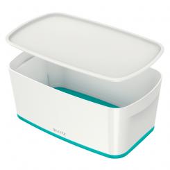 Caja LEITZ MyBox WOW pequeña con tapa, turquesa/blanco