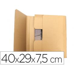 Caja para embalar libros Q-CONNECT carton reciclado canal simple 3 mm color kraft 400x290x75 mm