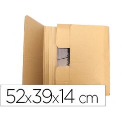 Caja para embalar libros Q-CONNECT carton reciclado canal simple 3 mm color kraft 520x390x140 mm