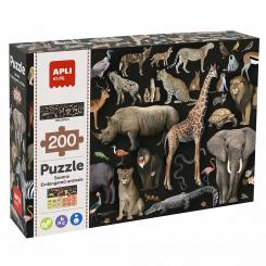 CAJA PUZZLE ANIMALES AMENAZADOS SABANA 200U