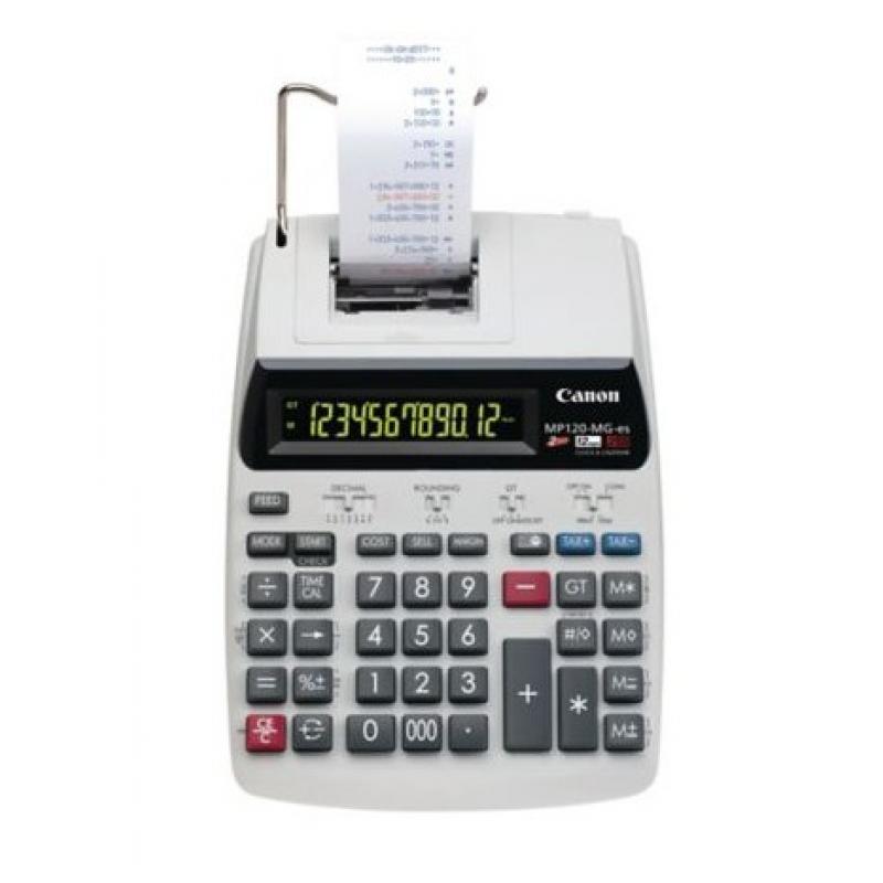 Calculadora Canon impresora mp120 mg es ii pantalla lcd enchufe corriente 12 digitos color gris