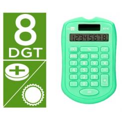 Calculadora LIDERPAPEL Bolsillo XF42 8 Digitos Solar y Pilas color Verde 94X59,5X10,5mm