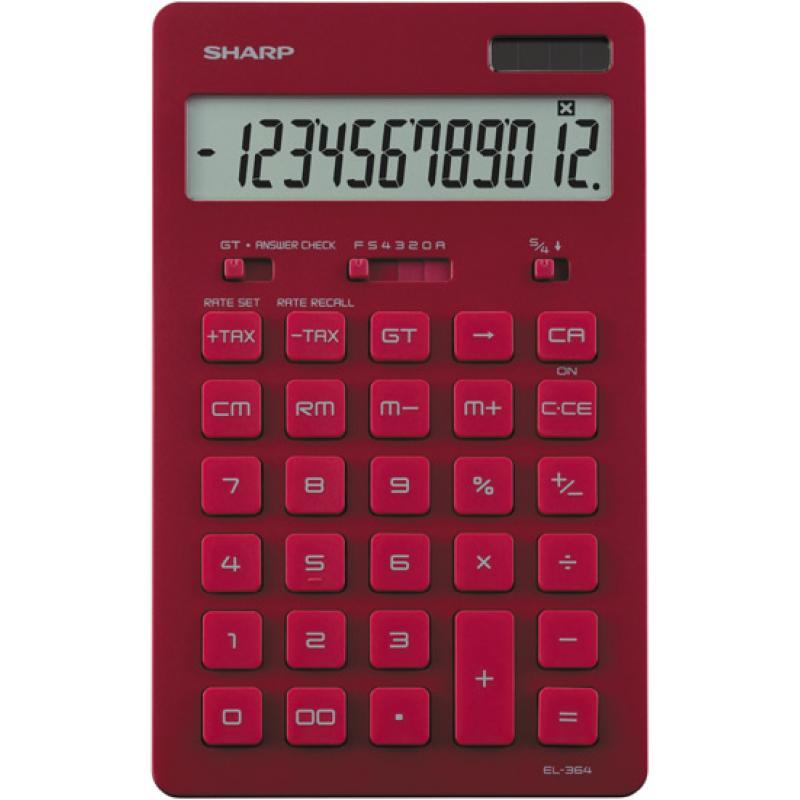 Calculadora Sharp Sobremesa 12 Dígitos Solar Color Rojo