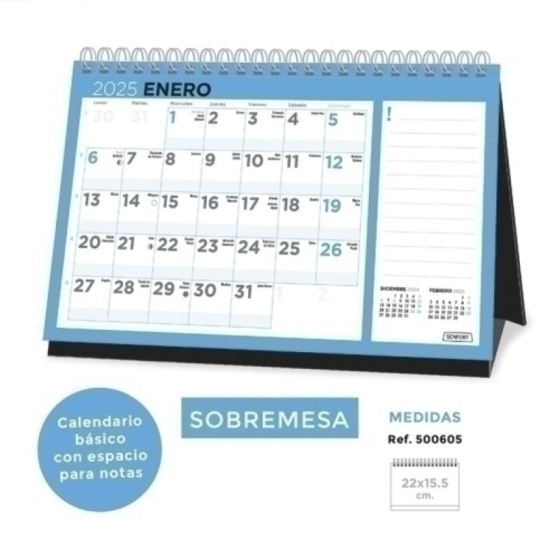 CALENDARIO (2025) SENFORT SOBREMESA BASIC MENSUAL 220x15