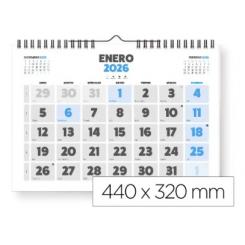 Calendario Espiral Pared LIDERPAPEL Clasico 2026 Numeros grandes 44X32 cm Papel 128 gr