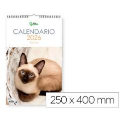 Calendario Espiral Pared LIDERPAPEL Imagenes Gatos 2026 Para Escribir 25x40 cm Papel 157 gr