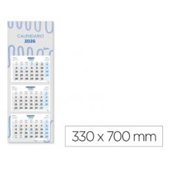 Calendario Pared LIDERPAPEL 3 Meses Vistas 2026 Plegable 33X70 cm Papel 90 gr