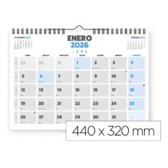 Calendario Pared LIDERPAPEL Clasico 2026 Espiral 44X32 cm Papel 128 gr