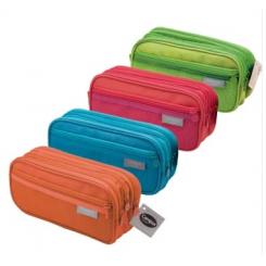 CAMPUS Portatodo triple compartimento, 4 cremalleras, colores pastel