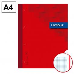 Campus Recambio Encolado A4 80H 90G 4 Taladros Cuadriculado CN5 Rojo