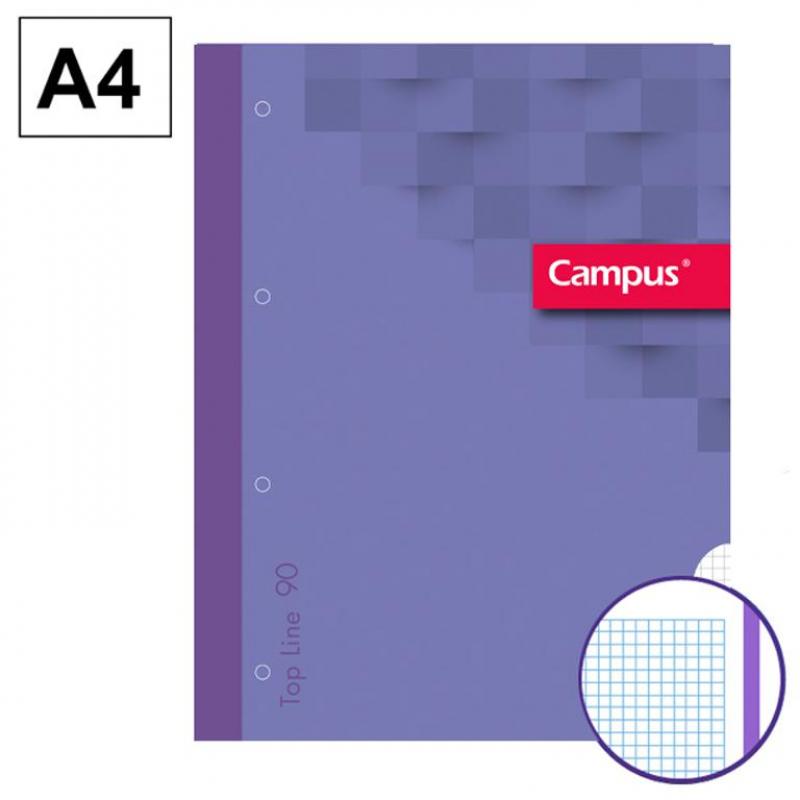campus-recambio-encolado-a4-80h-90g-4-taladros-cuadriculado-cn5-violeta