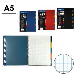 Campus University Bloc Cuaderno de Espiral A5+ tapa PP 120H 70G Cuadriculada CN4 5 Separadores