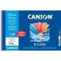 Canson-Guarro Block De Dibujo Guarro-Canson Acuarela Y Tempera Basik (Espiral) 370G A3+ 10H
