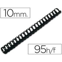 Canutillo Q-CONNECT redondo 10 mm plastico negro capacidad 95 hojas caja de 100 unidades