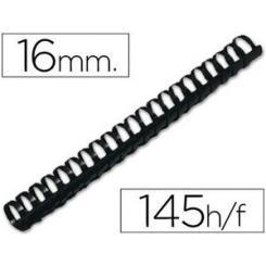 Canutillo Q-CONNECT redondo 16 mm plastico negro capacidad 145 hojas caja de 50 unidades