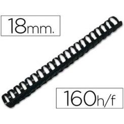 Canutillo Q-CONNECT redondo 18 mm plastico negro capacidad 160 hojas caja de 50 unidades